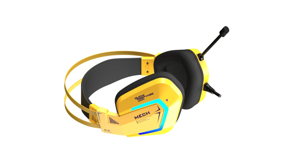 Гарнитура игровая проводная Dareu EH732 Yellow (желтый), подключение USB, подсветка RGB